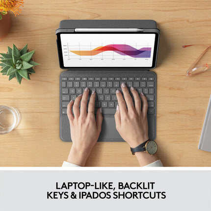 Logitech Folio Touch Funda Teclado con Trackpad para iPad Air 4ª y 5ª Gen Oxford Grey Retroiluminado y Protección Completa