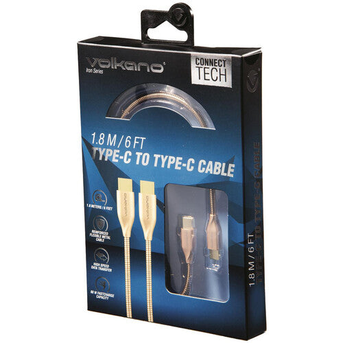Volkano Iron Series Cable Tipo-C metálico 6 pies 60W salida máxima