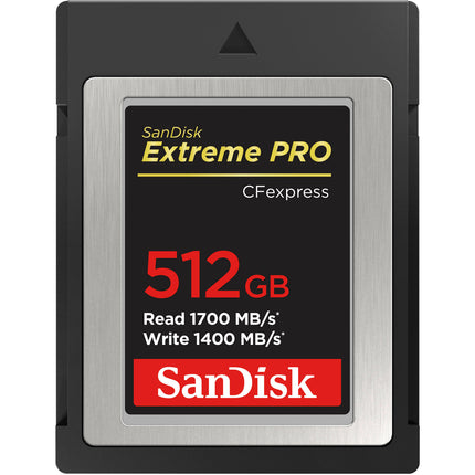 SanDisk 512GB Extreme PRO CFexpress Tipo B Tarjeta de Memoria 1700 MBs Lectura 1400 MBs Escritura
