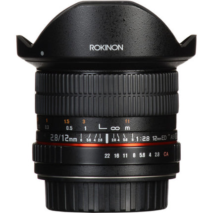 Rokinon 12mm f/2.8 Objetivo Fisheye para Canon EF Montura 180º y Parasol
