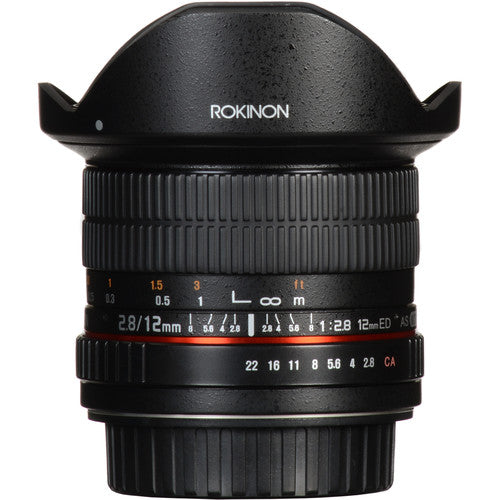 Rokinon 12mm f/2.8 Objetivo Fisheye para Canon EF Montura 180º y Parasol