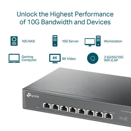 TP-Link TL-SX1008 Switch de Red 8 Puertos 10G 160 Gb/s 119 Mpps Rackmount