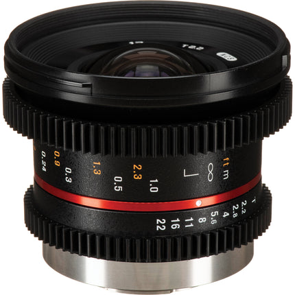 Rokinon 12mm T2.2 Lente Cine para Montura Micro Cuatro Tercios T22 y Distancia Mínima 7.87"