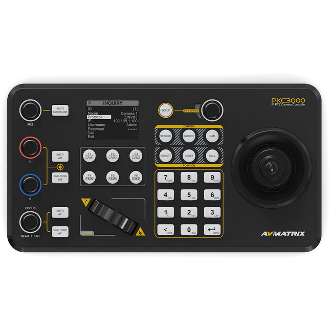 AVMATRIX Controlador Joystick Profesional para Cámara PTZ IP y Serial 2 2" LCD PoE