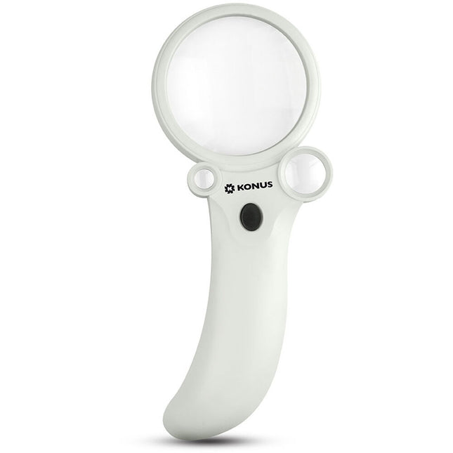 Konus Lux-65 Lupa de Mano 2.5x 25x 55x con Luz LED y Pilas LR1130