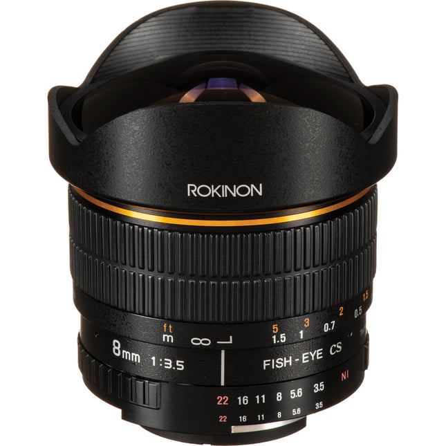 Rokinon 8mm f3.5 Lente Ojo de Pez para Nikon F Ultra Gran Angular APS-C 12" Distancia Mínima