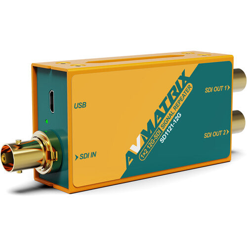 AVMATRIX 1x2 12G-SDI Repetidor de Señal con Entrada y Salida BNC 12G y Adaptador 5V