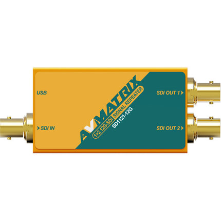 AVMATRIX 1x2 12G-SDI Repetidor de Señal con Entrada y Salida BNC 12G y Adaptador 5V