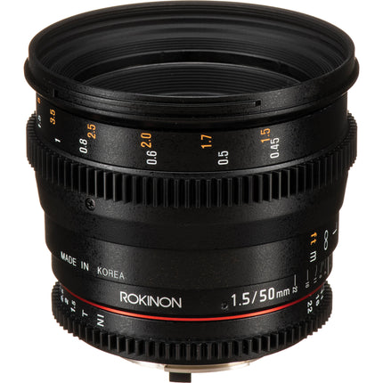 Rokinon 50mm T1.5 AS UMC Lente Cine para Nikon F Montura Foco Manual y Apertura T1.5-T22