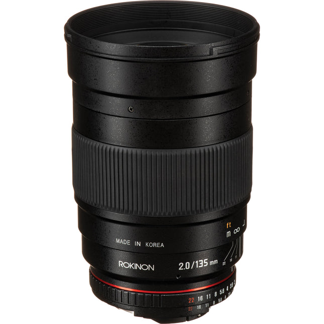 Rokinon 135mm f 2.0 Objetivo para Nikon F Montura con Chip AE y Parasol