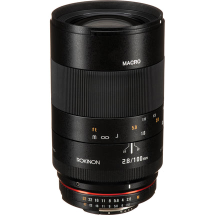 Rokinon 100mm f2.8 Macro para Nikon F con 1:1 de magnificación y apertura f2.8 a f32