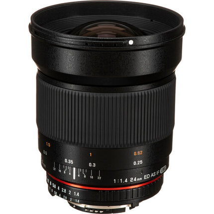 Rokinon 24mm f1.4 ED AS UMC Objetivo gran angular para Nikon con enfoque manual y distancia mínima 25cm