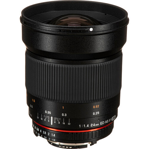 Rokinon 24mm f1.4 ED AS UMC Objetivo gran angular para Nikon con enfoque manual y distancia mínima 25cm