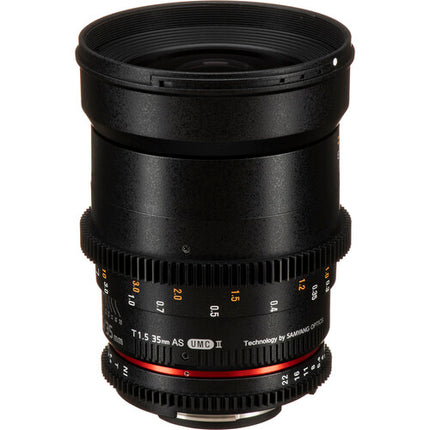 Rokinon 35mm T1.5 Objetivo Cine para Montura Nikon F Full Frame 77mm