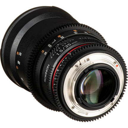 Rokinon 35mm T1.5 Objetivo Cine para Montura Nikon F Full Frame 77mm