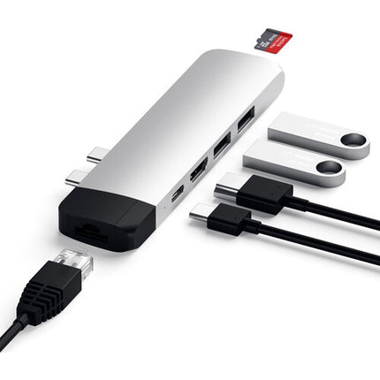 Satechi USB Type-C Pro Hub Adaptador con Ethernet 87W PD 4K 30Hz Plata