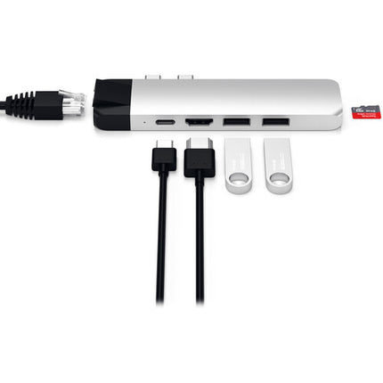 Satechi USB Type-C Pro Hub Adaptador con Ethernet 87W PD 4K 30Hz Plata