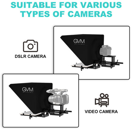 GVM Teleprompter para Tablets y Smartphones con Control Remoto Bluetooth y Plataforma Ajustable
