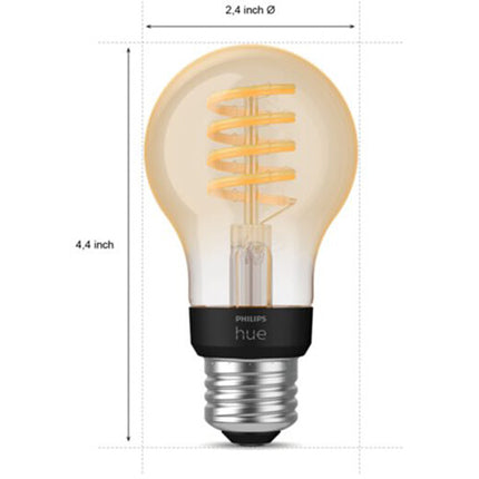 Philips Hue A19 Bombilla Filamento Edison Bluetooth 550 lúmenes 2200-4500K luz blanca