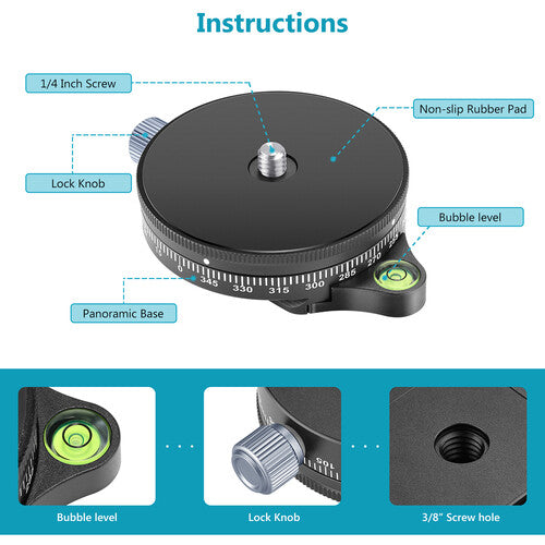Neewer Base Giratoria Panorámica Capacidad 10kg Altura 2.5cm 360°
