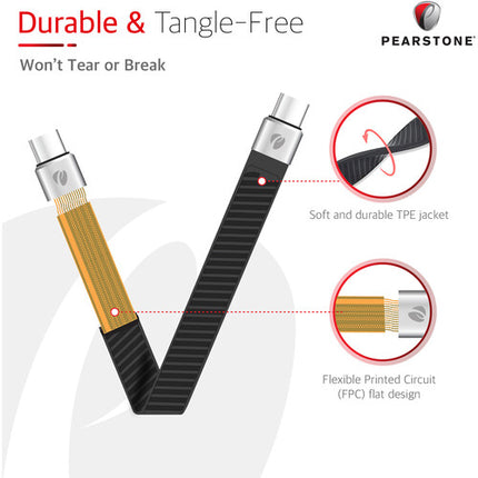 Pearstone Mini Flex Cable USB4 Tipo C 5 Pulgadas 40 Gb/s 100W
