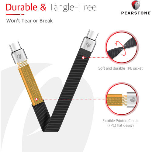 Pearstone Mini Flex Cable USB4 Tipo C 5 Pulgadas 40 Gb/s 100W