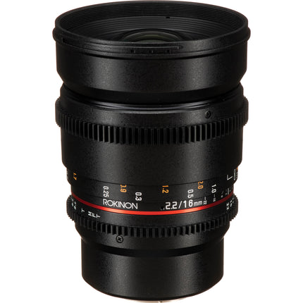 Rokinon 16mm T2.2 Cine DS Lente para Montura Micro Cuatro Tercios con Filtro 77mm y Parasol Extraíble