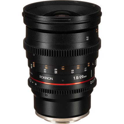 Rokinon 20mm T1.9 Objetivo Cine para Sony E ángulo 94.8° y cobertura Full-Frame