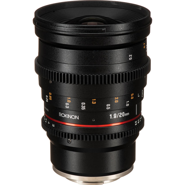 Rokinon 20mm T1.9 Objetivo Cine para Sony E ángulo 94.8° y cobertura Full-Frame