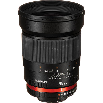 Rokinon 35mm f/1.4 AS UMC objetivo para Nikon F apertura f/1.4-22 y 52.5mm