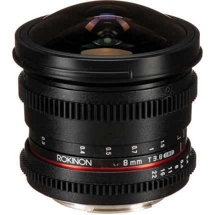 Rokinon 8mm T3.8 Objetivo Ojo de Pez Cine para Montura Canon EF con Filtro UMC de 12.8mm