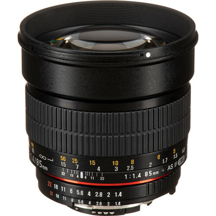 Rokinon 85mm f/1.4 Objetivo Nikon F con Chip AE y Parasoles