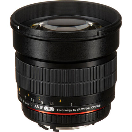 Rokinon 85mm f/1.4 Objetivo Nikon F con Chip AE y Parasoles