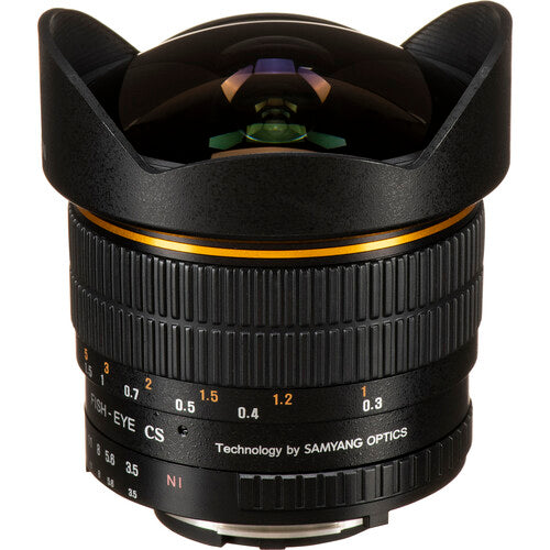 Rokinon 8mm f3.5 Lente Ojo de Pez para Nikon F Ultra Gran Angular APS-C 12" Distancia Mínima