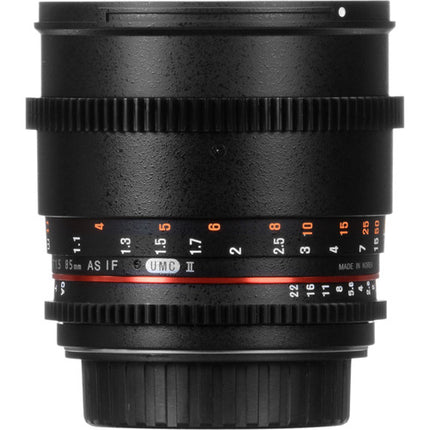 Rokinon 85mm T1.5 Objetivo Cine para Montura Nikon F con Cobertura Full-Frame y Aro de Apertura Desactivado