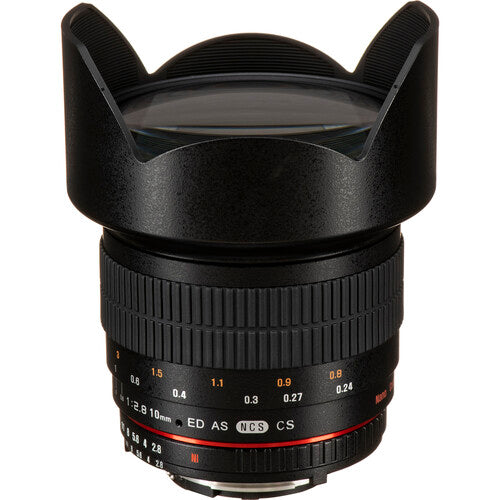 Rokinon 10mm f/2.8 ED AS NCS CS Objetivo Nikon F Montura APS-C con Capucha y Estuche