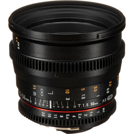 Rokinon 50mm T1.5 AS UMC Lente Cine para Nikon F Montura Foco Manual y Apertura T1.5-T22