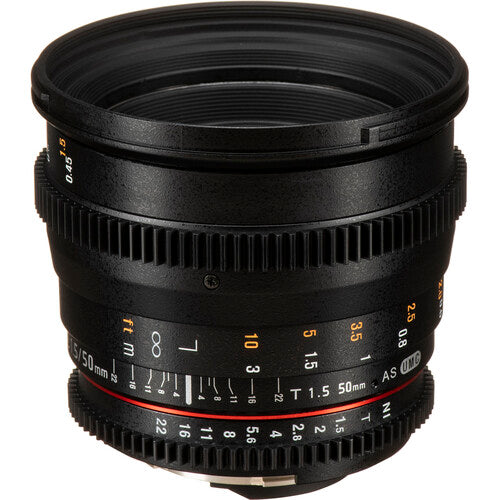 Rokinon 50mm T1.5 AS UMC Lente Cine para Nikon F Montura Foco Manual y Apertura T1.5-T22