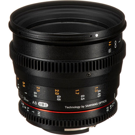 Rokinon 50mm T1.5 AS UMC Lente Cine para Nikon F Montura Foco Manual y Apertura T1.5-T22