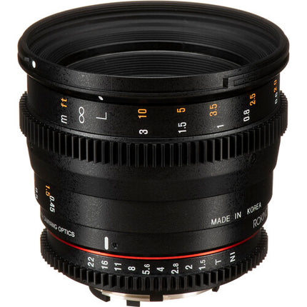 Rokinon 50mm T1.5 AS UMC Lente Cine para Nikon F Montura Foco Manual y Apertura T1.5-T22