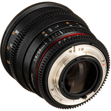 Rokinon 50mm T1.5 AS UMC Lente Cine para Nikon F Montura Foco Manual y Apertura T1.5-T22