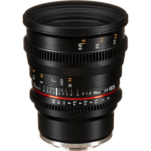 Rokinon 50mm T1.5 AS UMC Objetivo Cine para Montura Sony E con Enfoque Manual y Apertura T1.5-T22