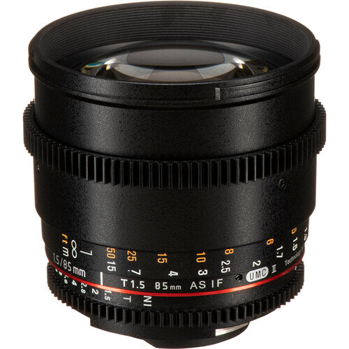 Rokinon 85mm T1.5 Objetivo Cine para Montura Nikon F con Cobertura Full-Frame y Aro de Apertura Desactivado