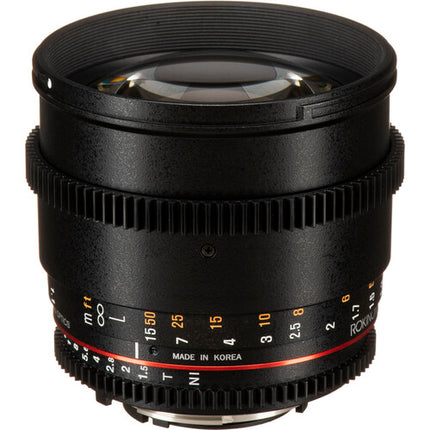 Rokinon 85mm T1.5 Objetivo Cine para Montura Nikon F con Cobertura Full-Frame y Aro de Apertura Desactivado