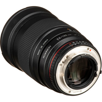 Rokinon 135mm f 2.0 Objetivo para Nikon F Montura con Chip AE y Parasol