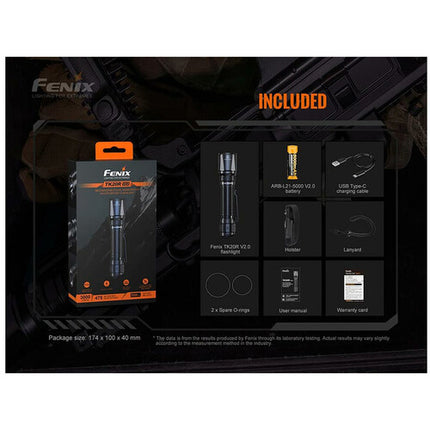 Fenix Flashlight TK20R V2.0 Linterna táctica recargable 3000 lúmenes batería 5000mAh USB-C