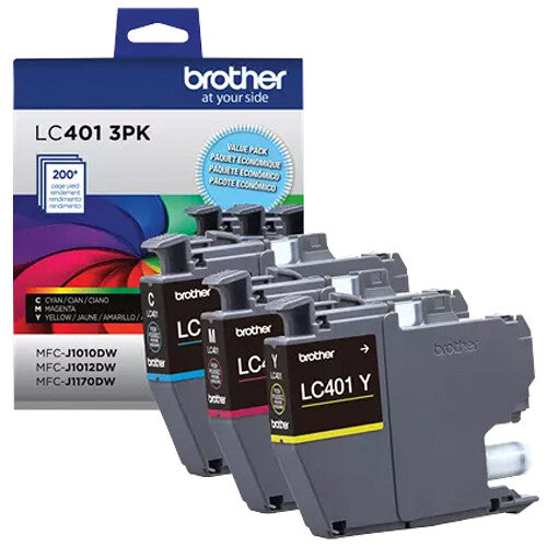 Brother LC401 Juego de Cartuchos Tinta Color CMY para Impresoras All-in-One MFC-J1010DW J1012DW J1170DW