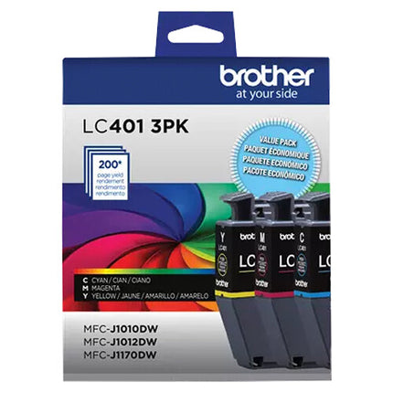 Brother LC401 Juego de Cartuchos Tinta Color CMY para Impresoras All-in-One MFC-J1010DW J1012DW J1170DW