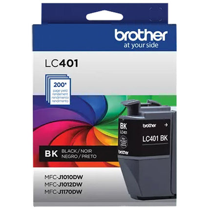 Brother LC401 Cartucho de Tinta Negro Estándar para Impresoras MFC-J1010DW J1012DW J1170DW