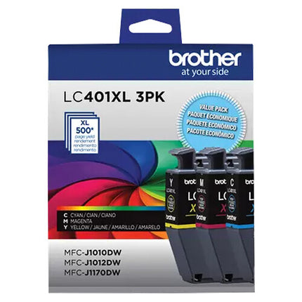 Brother LC401XL3PKS Juego Cartuchos Tinta Alta Capacidad 3 Colores para Impresoras Brother MFC-J1010DW J1012DW J1170DW